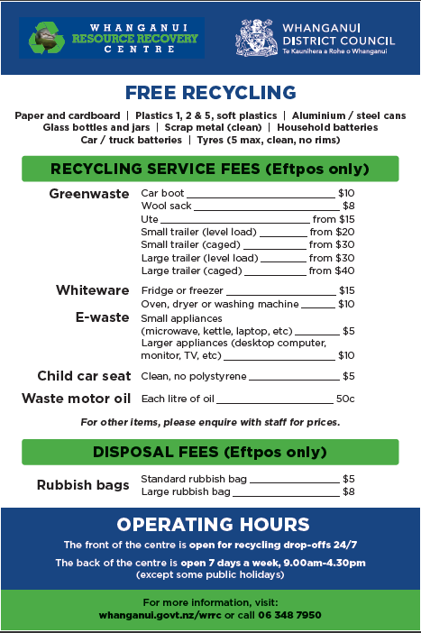 WRRC drop-off prices sign